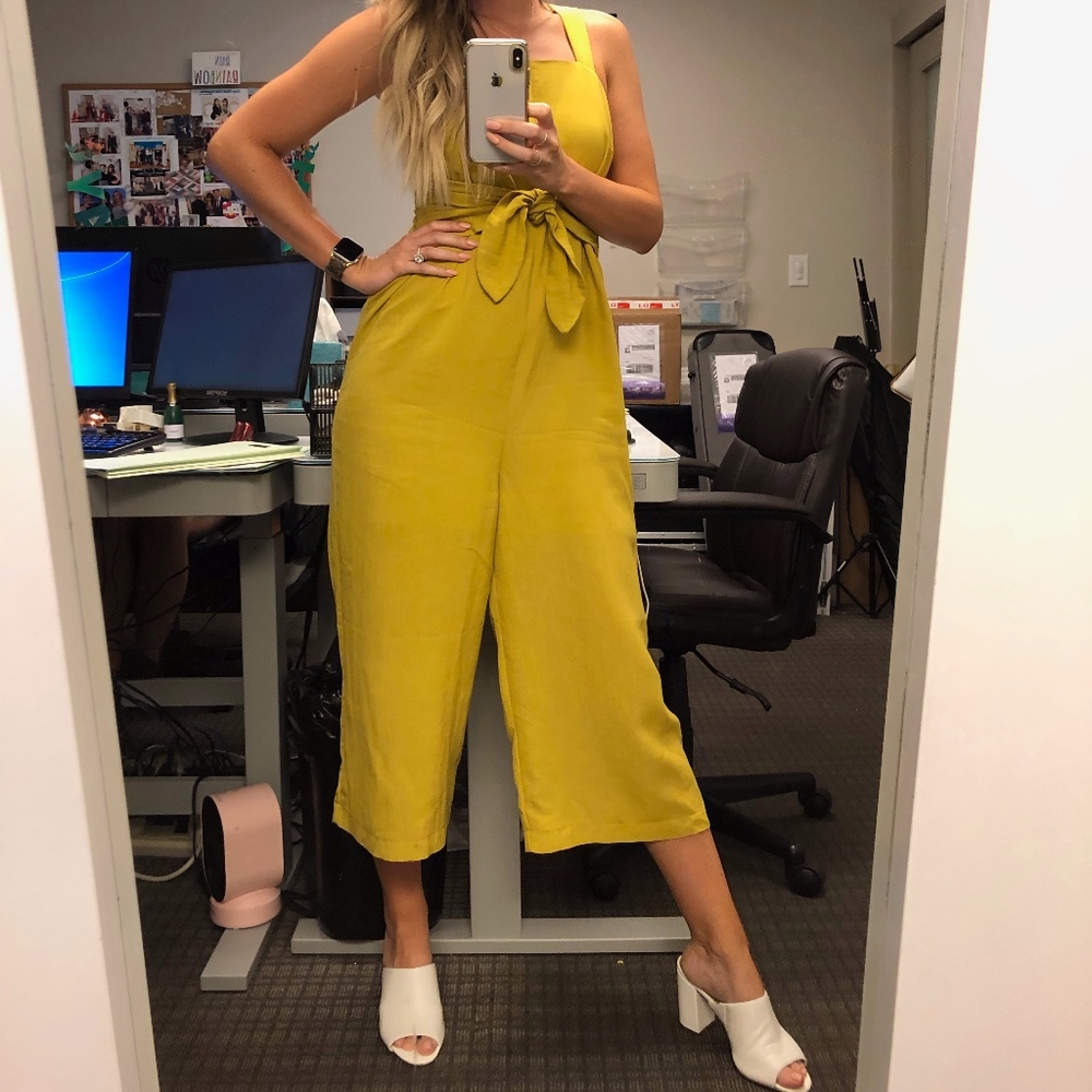 Mustard Yellow Cotton Tie Front Jumper